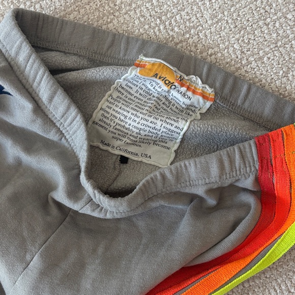 Aviator Nation Gray Track Pants with Red and Yellow Stripes - Picture 4 of 4
